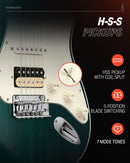 Donner DST-400 Solid Alder Body 2 Point Tremolo HSS Pickups Classic Electric Guitar Kit donner music au