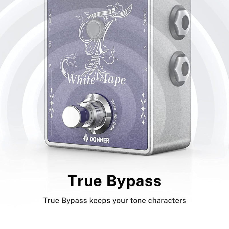 Donner Tape Delay Guitar Effect Pedal, White Tape Stereo Tape Delay Transparent Boost True Bypass - Donner music-AU