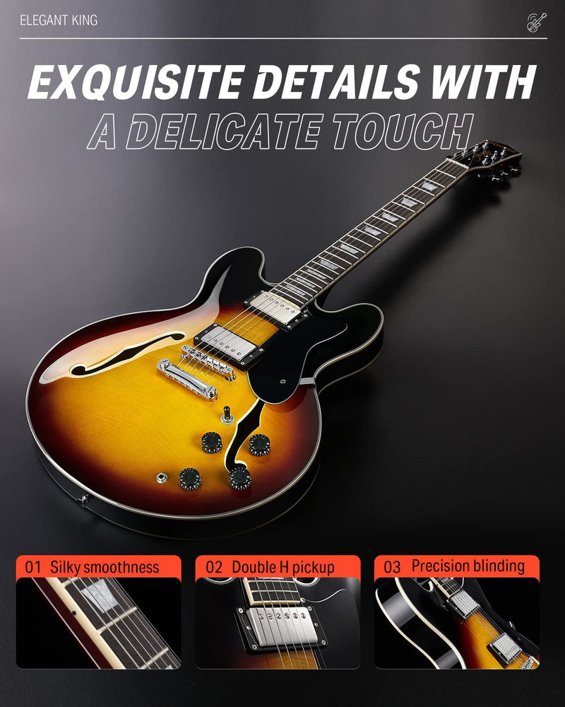 Pre Sale【Arrives early December】Donner DJP-1000 335 Style Electric Guitar Kit for Jazz Semi-Hollow Body with Dual H Pickups