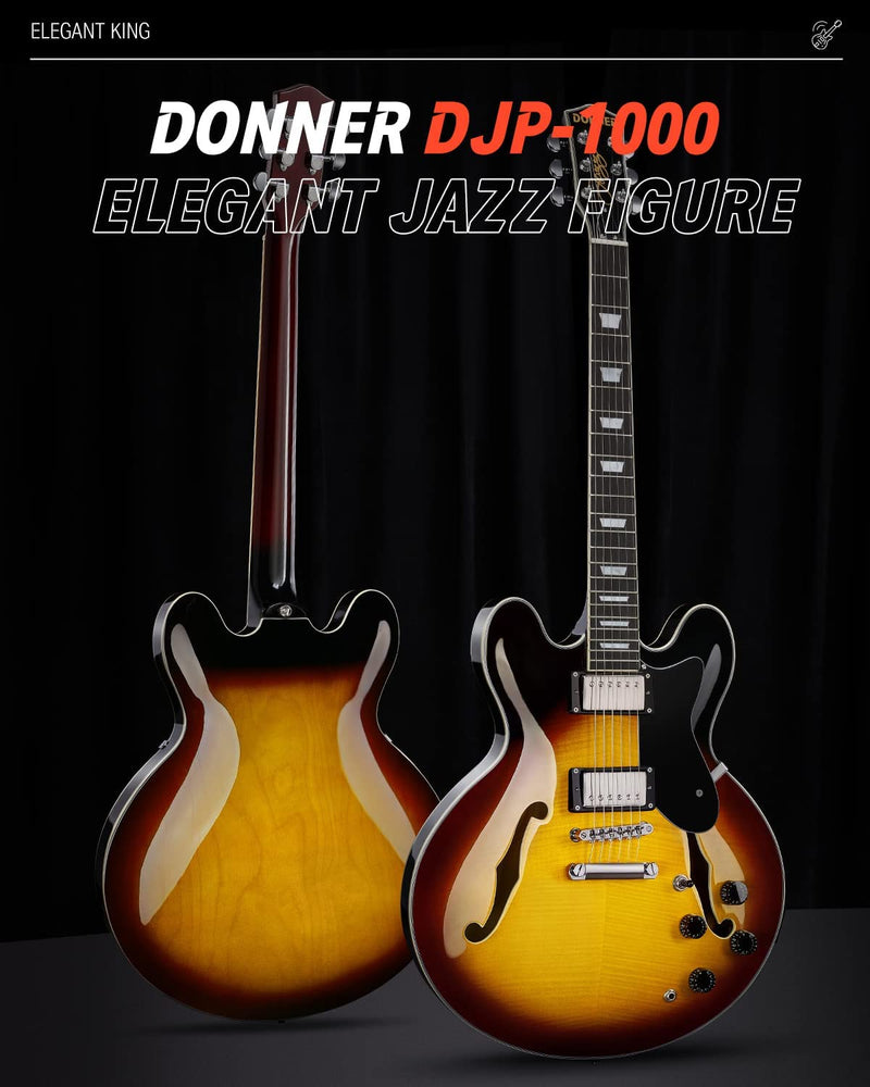 Pre Sale【Arrives early December】Donner DJP-1000 335 Style Electric Guitar Kit for Jazz Semi-Hollow Body with Dual H Pickups
