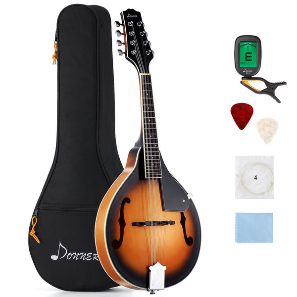 Donner DML-1 A Style Mandolin Instrument Sunburst Mahogany With Tuner String Big Bag and Guitar Picks - Donner music-AU