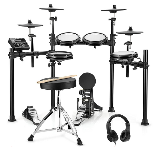 Donner DED-200 PRO Electronic Drum Set 5-Drum 4-Cymbal 450-Sound with Drum Throne/Headphone